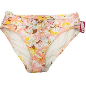 Xhilaration Women's Sz 20W/22W High Leg High Waist Swim Bottom Pink Floral Print